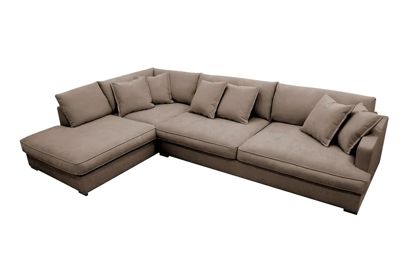 Rossita Lyx 4-sits Extra djup Soffa med Schäslong Vänster - Brun Tyg - Möbler - Soffa - Divansoffa & schäslongsoffa - 4 sits soffa med divan
