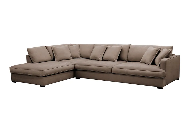 Rossita Lyx 4-sits Extra djup Soffa med Schäslong Vänster - Brun Tyg - Möbler - Soffa - Divansoffa & schäslongsoffa - 4 sits soffa med divan