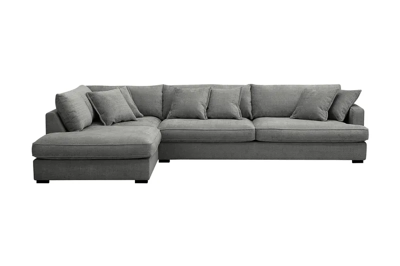 Rossita Lyx 4-sits Extra djup Soffa med Schäslong Vänster - Grå Chenille - Möbler - Soffa - Divansoffa & schäslongsoffa - 4 sits soffa med divan