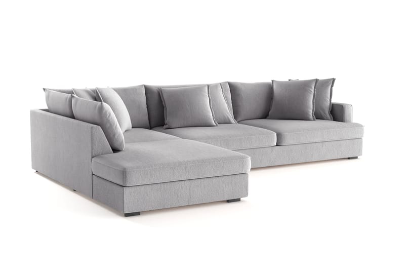 Rossita Lyx 4-sits Extra djup Soffa med Schäslong Vänster - Grå Chenille - Möbler - Soffa - Divansoffa & schäslongsoffa - 4 sits soffa med divan