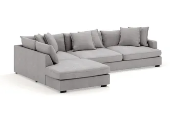 Rossita Lyx 4-sits Extra djup Soffa med Schäslong Vänster - Grå Chenille - Möbler - Soffa - Divansoffa & schäslongsoffa - 4 sits soffa med divan