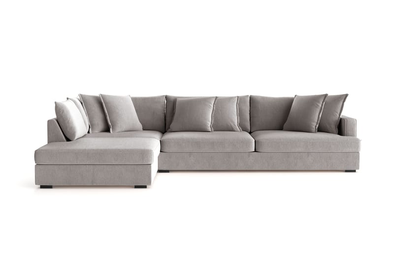 Rossita Lyx 4-sits Extra djup Soffa med Schäslong Vänster - Grå/Brun Chenille - Möbler - Soffa - Divansoffa & schäslongsoffa - 4 sits soffa med divan