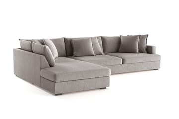 Rossita Lyx 4-sits Extra djup Soffa med Schäslong Vänster - Grå/Brun Chenille - Möbler - Soffa - Divansoffa & schäslongsoffa - 4 sits soffa med divan