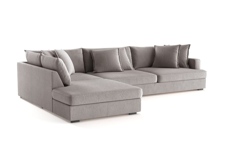 Rossita Lyx 4-sits Extra djup Soffa med Schäslong Vänster - Grå/Brun Chenille - Möbler - Soffa - Divansoffa & schäslongsoffa - 4 sits soffa med divan