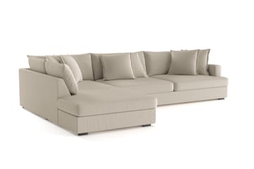 Rossita Lyx 4-sits Extra djup Soffa med Schäslong Vänster - Greige Manchester - Möbler - Soffa - Divansoffa & schäslongsoffa - 4 sits soffa med divan