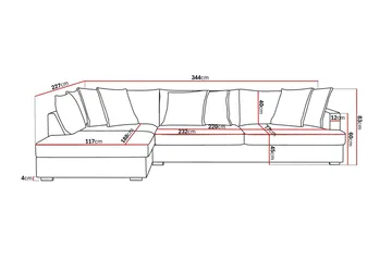 Rossita Lyx 4-sits Extra djup Soffa med Schäslong Vänster - Ljusgrå Chenille - Möbler - Soffa - Divansoffa & schäslongsoffa - 4 sits soffa med divan