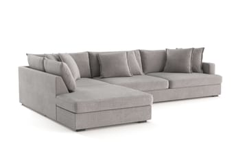 Rossita Lyx 4-sits Extra djup Soffa med Schäslong Vänster - Ljusgrå Chenille - Möbler - Soffa - Divansoffa & schäslongsoffa - 4 sits soffa med divan