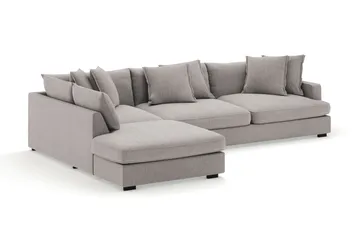 Rossita Lyx 4-sits Extra djup Soffa med Schäslong Vänster - Ljusgrå Chenille - Möbler - Soffa - Divansoffa & schäslongsoffa - 4 sits soffa med divan