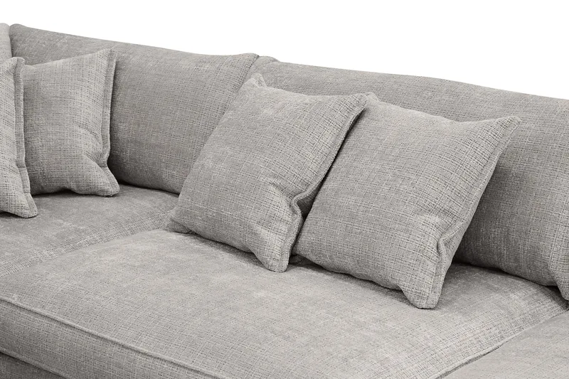 Rossita Lyx 4-sits Extra djup Soffa med Schäslong Vänster - Ljusgrå Chenille - Möbler - Soffa - Divansoffa & schäslongsoffa - 4 sits soffa med divan