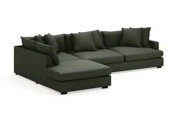 Rossita Lyx 4-sits Extra djup Soffa med Schäslong Vänster - Mörkgrön Manchester - Möbler - Soffa - Divansoffa & schäslongsoffa - 4 sits soffa med divan