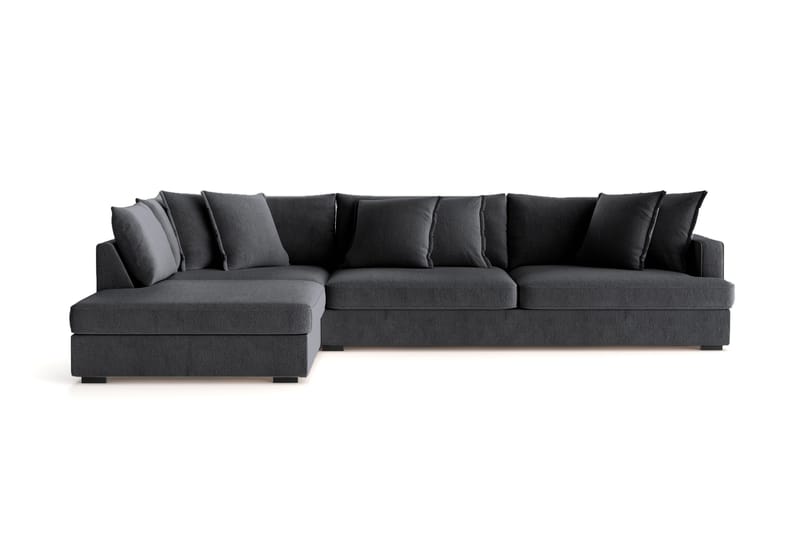 Rossita Lyx 4-sits Extra djup Soffa med Schäslong Vänster - Svart Chenille - Möbler - Soffa - Divansoffa & schäslongsoffa - 4 sits soffa med divan