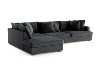 Rossita Lyx 4-sits Extra djup Soffa med Schäslong Vänster - Svart Chenille - Möbler - Soffa - Divansoffa & schäslongsoffa - 4 sits soffa med divan
