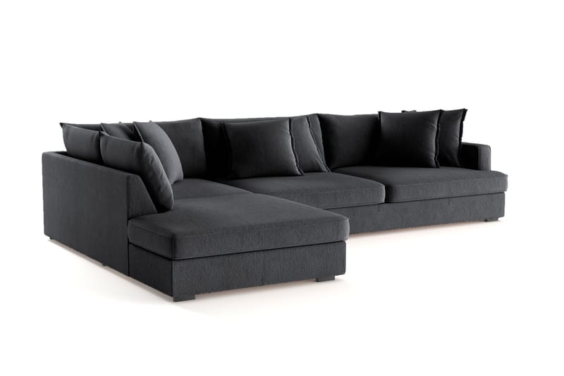 Rossita Lyx 4-sits Extra djup Soffa med Schäslong Vänster - Svart Chenille - Möbler - Soffa - Divansoffa & schäslongsoffa - 4 sits soffa med divan