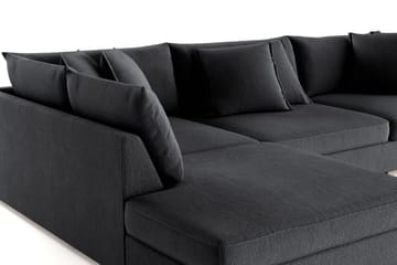 Rossita Lyx 4-sits Extra djup Soffa med Schäslong Vänster - Svart Chenille - Möbler - Soffa - Divansoffa & schäslongsoffa - 4 sits soffa med divan