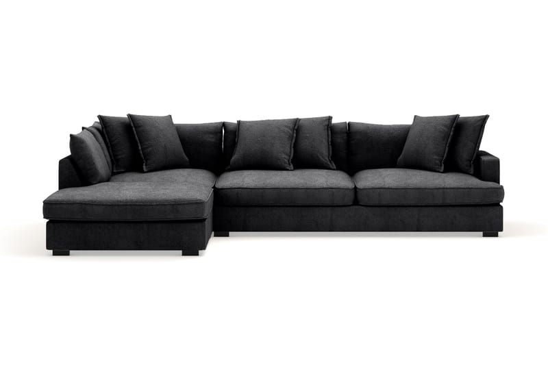 Rossita Lyx 4-sits Extra djup Soffa med Schäslong Vänster - Svart Chenille - Möbler - Soffa - Divansoffa & schäslongsoffa - 4 sits soffa med divan