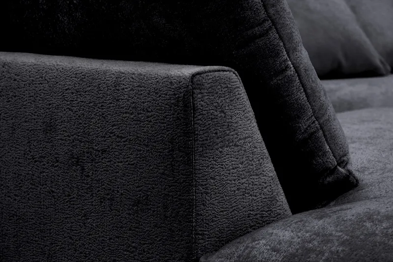 Rossita Lyx 4-sits Extra djup Soffa med Schäslong Vänster - Svart Chenille - Möbler - Soffa - Divansoffa & schäslongsoffa - 4 sits soffa med divan