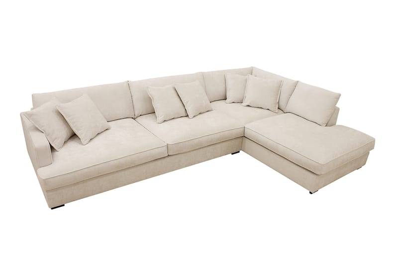 Rossita Lyx 4-sits Högervänd L-formad Extra Djup Schäslongsoffa i Chenille - Beige Chenille - Möbler - Soffa - Divansoffa & schäslongsoffa - 4 sits soffa med divan