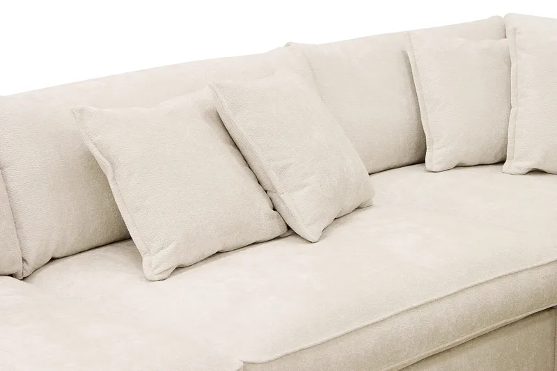 Rossita Lyx 4-sits Högervänd L-formad Extra Djup Schäslongsoffa i Chenille - Beige Chenille - Möbler - Soffa - Divansoffa & schäslongsoffa - 4 sits soffa med divan
