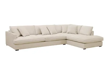 Rossita Lyx 4-sits Högervänd L-formad Extra Djup Schäslongsoffa i Chenille - Beige Chenille - Möbler - Soffa - Divansoffa & schäslongsoffa - 4 sits soffa med divan