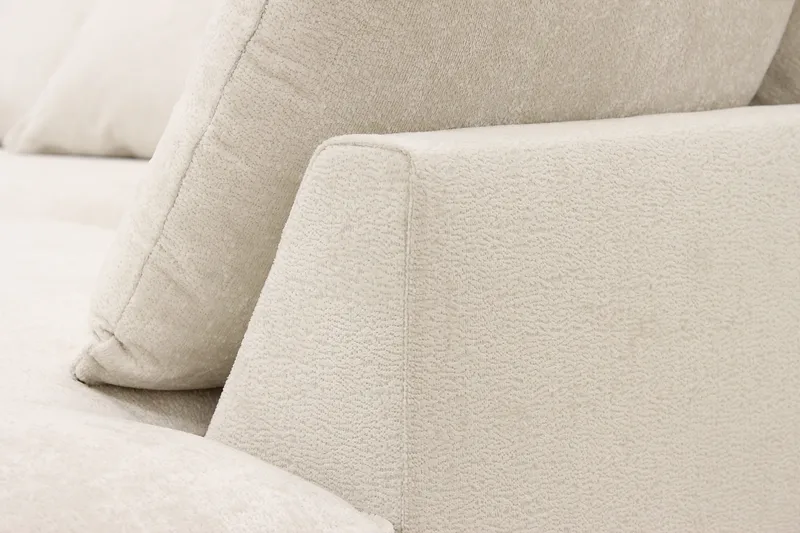 Rossita Lyx 4-sits Högervänd L-formad Extra Djup Schäslongsoffa i Chenille - Beige Chenille - Möbler - Soffa - Divansoffa & schäslongsoffa - 4 sits soffa med divan