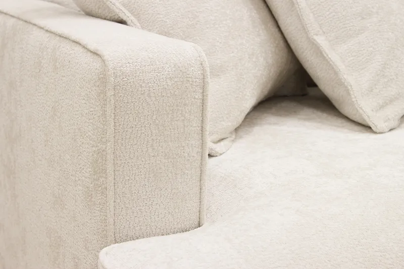 Rossita Lyx 4-sits Högervänd L-formad Extra Djup Schäslongsoffa i Chenille - Beige Chenille - Möbler - Soffa - Divansoffa & schäslongsoffa - 4 sits soffa med divan