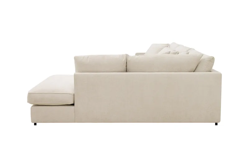 Rossita Lyx 4-sits Högervänd L-formad Extra Djup Schäslongsoffa i Chenille - Beige Chenille - Möbler - Soffa - Divansoffa & schäslongsoffa - 4 sits soffa med divan