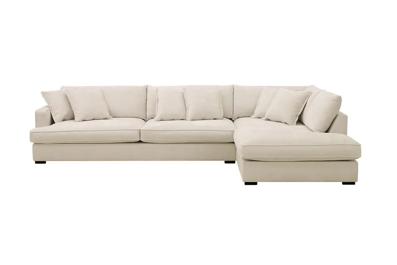 Rossita Lyx 4-sits Högervänd L-formad Extra Djup Schäslongsoffa i Chenille, Trenza 06, Beige Chenille