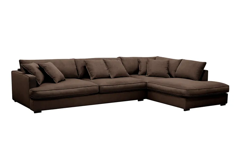 Rossita Lyx 4-sits Högervänd L-formad Extra Djup Schäslongsoffa i Manchester - Brun Manchester - Möbler - Soffa - Divansoffa & schäslongsoffa - 4 sits soffa med divan