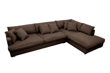 Rossita Lyx 4-sits Högervänd L-formad Extra Djup Schäslongsoffa i Manchester - Brun Manchester - Möbler - Soffa - Divansoffa & schäslongsoffa - 4 sits soffa med divan