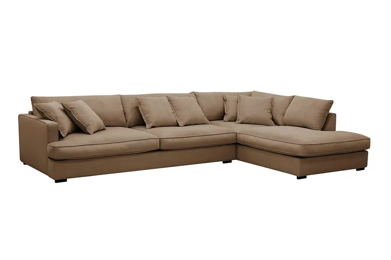 Rossita Lyx 4-sits Högervänd L-formad Extra Djup Schäslongsoffa i Manchester - Brun Manchester - Möbler - Soffa - Divansoffa & schäslongsoffa - 4 sits soffa med divan