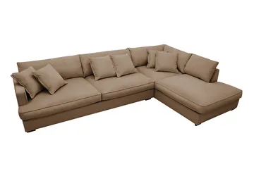 Rossita Lyx 4-sits Högervänd L-formad Extra Djup Schäslongsoffa i Manchester - Brun Manchester - Möbler - Soffa - Divansoffa & schäslongsoffa - 4 sits soffa med divan