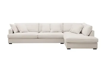 Rossita Lyx 4-sits Högervänd L-formad Extra Djup Schäslongsoffa i Manchester - Offwhite - Möbler - Soffa - Divansoffa & schäslongsoffa - 4 sits soffa med divan