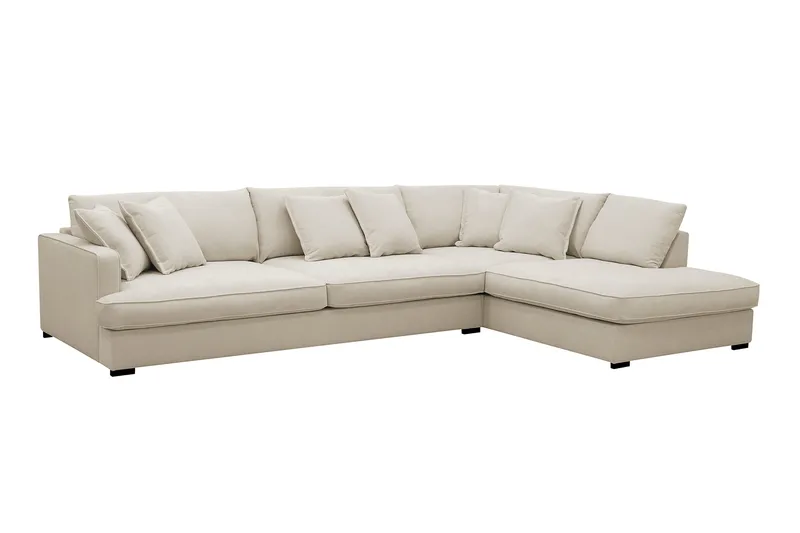 Rossita Lyx 4-sits Högervänd L-formad Extra Djup Schäslongsoffa i Tyg - Beige Tyg - Möbler - Soffa - Divansoffa & schäslongsoffa - 4 sits soffa med divan