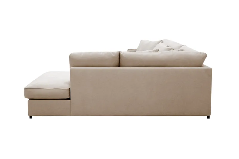 Rossita Lyx 4-sits Högervänd L-formad Extra Djup Schäslongsoffa i Tyg - Beige Tyg - Möbler - Soffa - Divansoffa & schäslongsoffa - 4 sits soffa med divan