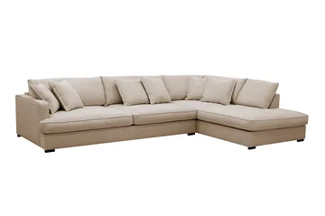 Rossita Lyx 4-sits Högervänd L-formad Extra Djup Schäslongsoffa i Tyg - Beige Tyg - Möbler - Soffa - Divansoffa & schäslongsoffa - 4 sits soffa med divan