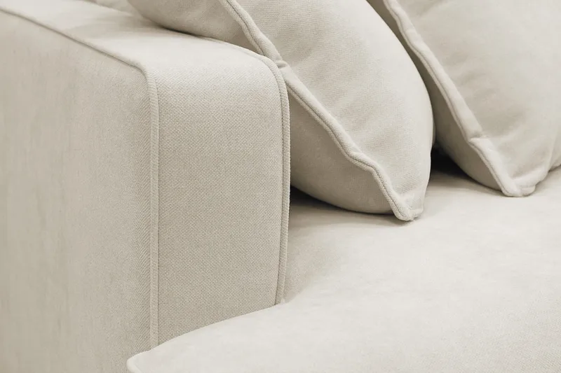 Rossita Lyx 4-sits Högervänd L-formad Extra Djup Schäslongsoffa i Tyg - Beige Tyg - Möbler - Soffa - Divansoffa & schäslongsoffa - 4 sits soffa med divan