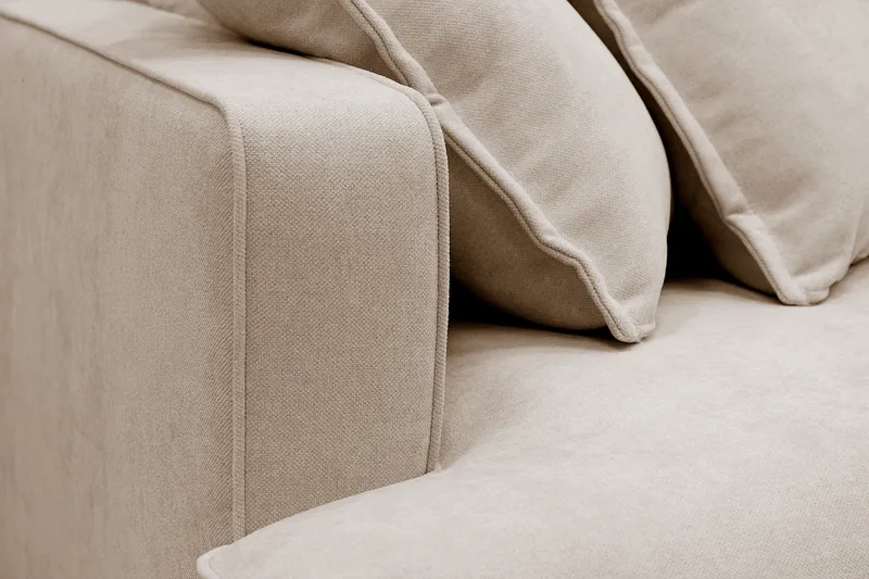 Rossita Lyx 4-sits Högervänd L-formad Extra Djup Schäslongsoffa i Tyg - Beige Tyg - Möbler - Soffa - Divansoffa & schäslongsoffa - 4 sits soffa med divan