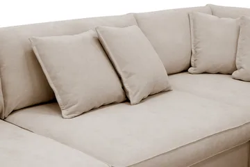 Rossita Lyx 4-sits Högervänd L-formad Extra Djup Schäslongsoffa i Tyg - Beige Tyg - Möbler - Soffa - Divansoffa & schäslongsoffa - 4 sits soffa med divan