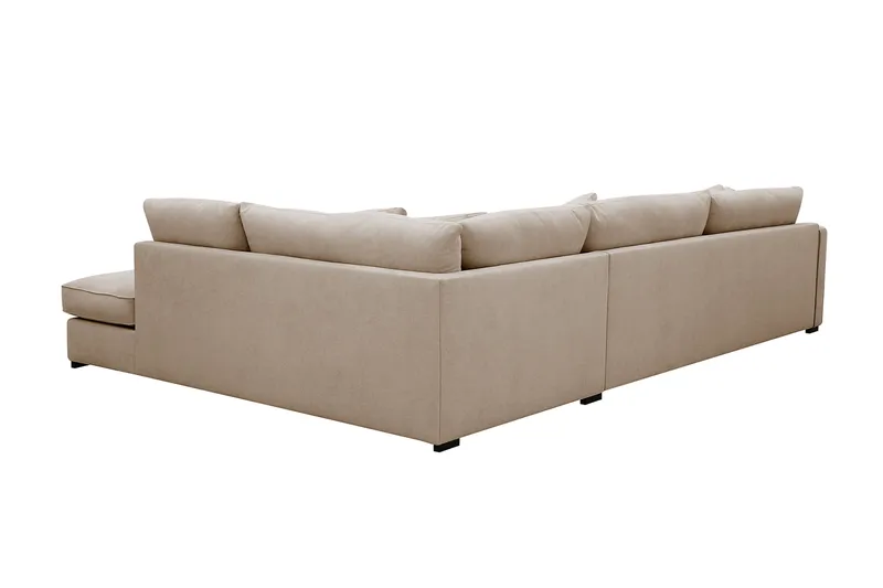 Rossita Lyx 4-sits Högervänd L-formad Extra Djup Schäslongsoffa i Tyg - Beige Tyg - Möbler - Soffa - Divansoffa & schäslongsoffa - 4 sits soffa med divan