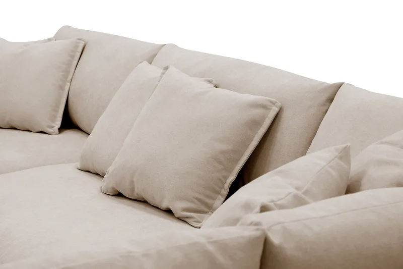 Rossita Lyx 4-sits Högervänd L-formad Extra Djup Schäslongsoffa i Tyg - Beige Tyg - Möbler - Soffa - Divansoffa & schäslongsoffa - 4 sits soffa med divan