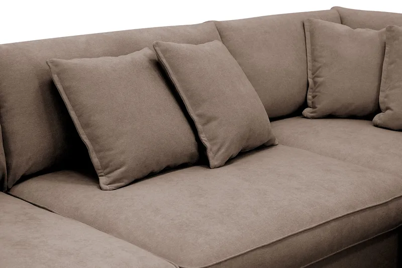 Rossita Lyx 4-sits Högervänd L-formad Extra Djup Schäslongsoffa i Tyg - Brun Tyg - Möbler - Soffa - Divansoffa & schäslongsoffa - 4 sits soffa med divan