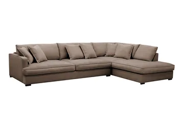 Rossita Lyx 4-sits Högervänd L-formad Extra Djup Schäslongsoffa i Tyg - Brun Tyg - Möbler - Soffa - Divansoffa & schäslongsoffa - 4 sits soffa med divan