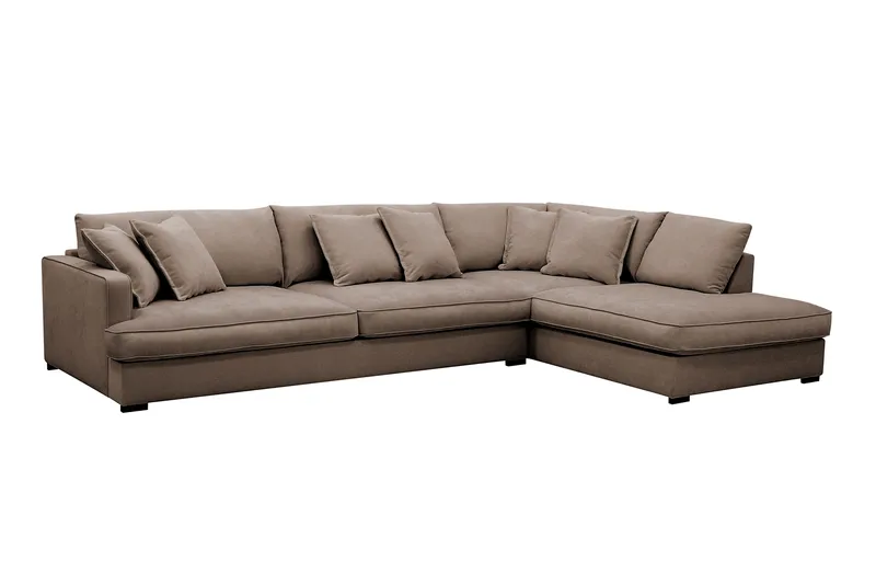 Rossita Lyx 4-sits Högervänd L-formad Extra Djup Schäslongsoffa i Tyg - Brun Tyg - Möbler - Soffa - Divansoffa & schäslongsoffa - 4 sits soffa med divan