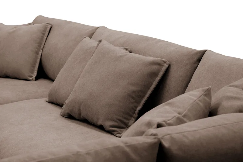 Rossita Lyx 4-sits Högervänd L-formad Extra Djup Schäslongsoffa i Tyg - Brun Tyg - Möbler - Soffa - Divansoffa & schäslongsoffa - 4 sits soffa med divan