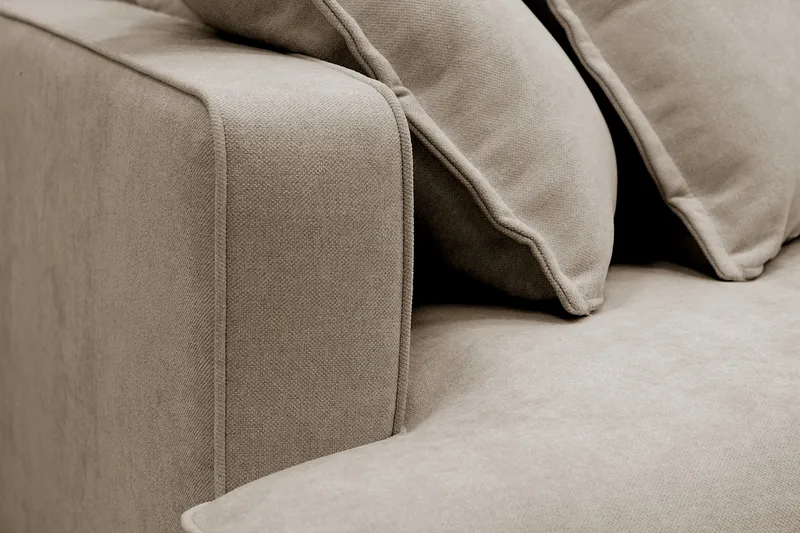 Rossita Lyx 4-sits Högervänd L-formad Extra Djup Schäslongsoffa i Tyg - Brun Tyg - Möbler - Soffa - Divansoffa & schäslongsoffa - 4 sits soffa med divan