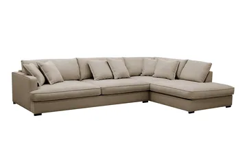 Rossita Lyx 4-sits Högervänd L-formad Extra Djup Schäslongsoffa i Tyg - Brun Tyg - Möbler - Soffa - Divansoffa & schäslongsoffa - 4 sits soffa med divan