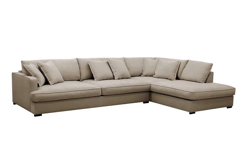 Rossita Lyx 4-sits Högervänd L-formad Extra Djup Schäslongsoffa i Tyg - Brun Tyg - Möbler - Soffa - Divansoffa & schäslongsoffa - 4 sits soffa med divan