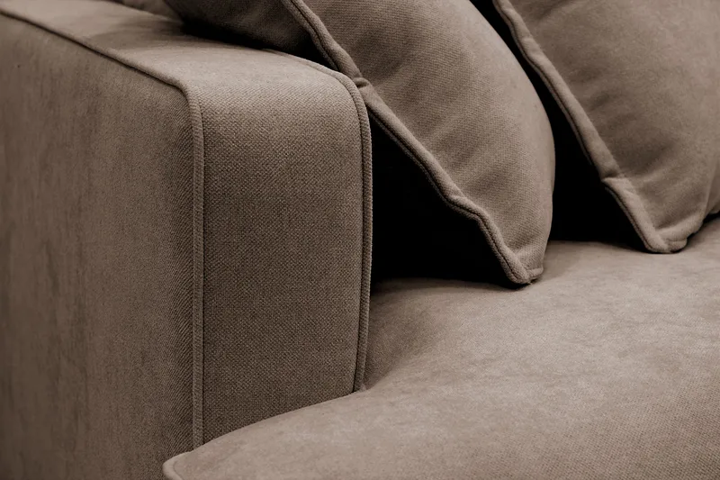 Rossita Lyx 4-sits Högervänd L-formad Extra Djup Schäslongsoffa i Tyg - Brun Tyg - Möbler - Soffa - Divansoffa & schäslongsoffa - 4 sits soffa med divan