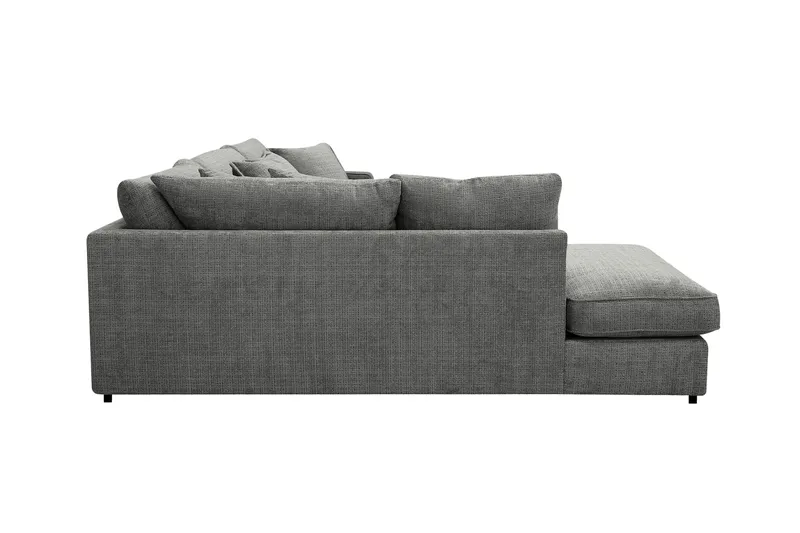 Rossita Lyx 4-sits Vänstervänd L-formad Extra Djup Schäslongsoffa i Chenille - Grå Chenille - Möbler - Soffa - Divansoffa & schäslongsoffa - 4 sits soffa med divan