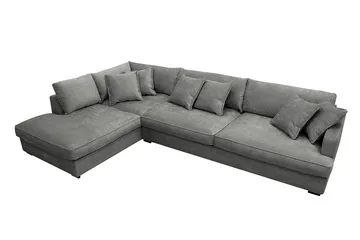 Rossita Lyx 4-sits Vänstervänd L-formad Extra Djup Schäslongsoffa i Chenille - Grå Chenille - Möbler - Soffa - Divansoffa & schäslongsoffa - 4 sits soffa med divan